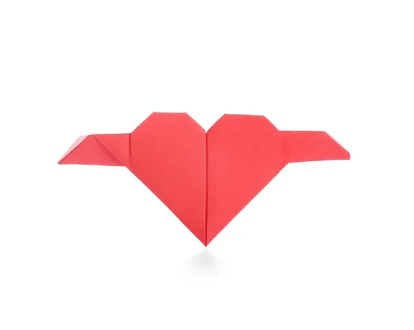 Corazón Origami Sobre Fondo Blanco — Foto de Stock