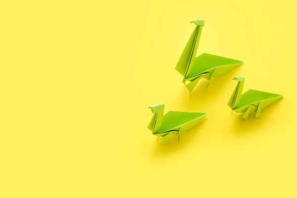 Origami Dinosaurs Color Background Concept Uniqueness — Stock Photo, Image