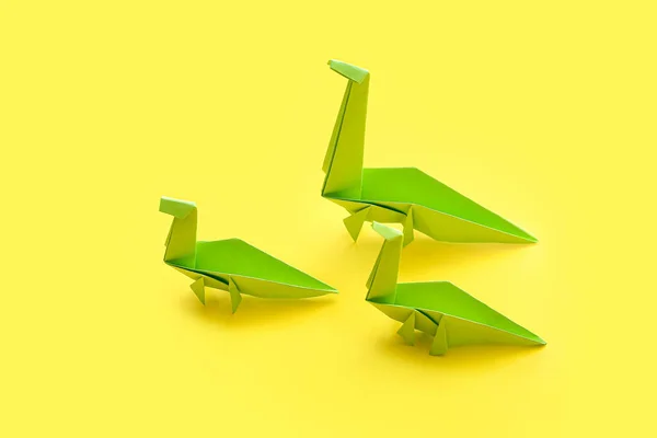 Origami Dinosaurs Color Background Concept Uniqueness — Stock Photo, Image