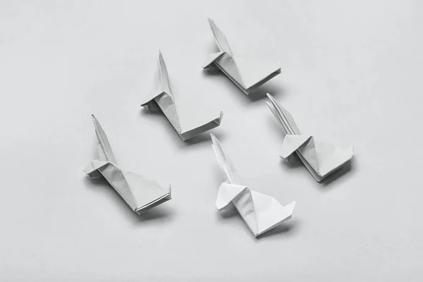 Origami Rabbits Light Background Concept Uniqueness — Stock Photo, Image