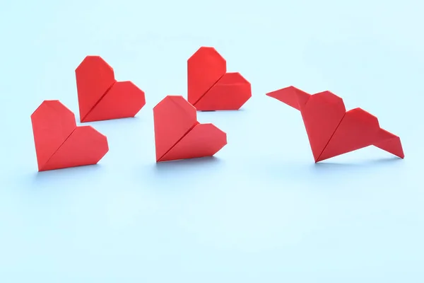 Origami Hearts Color Background Concept Uniqueness — Stock Photo, Image