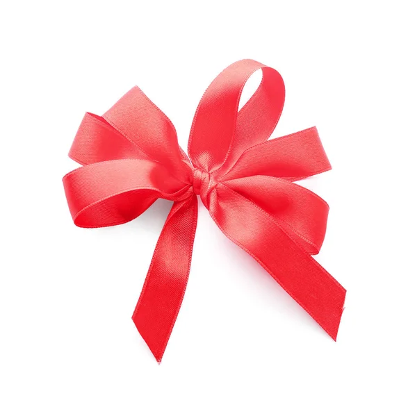 Beautiful Bow Made Red Ribbon White Background — Stock Photo, Image