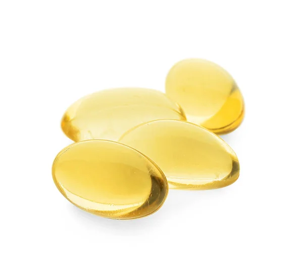 Fish Oil Capsules White Background — Stock Photo, Image