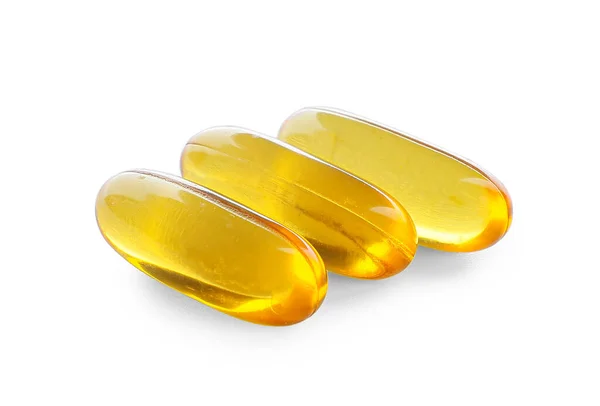 Fish Oil Capsules White Background — Stock Photo, Image