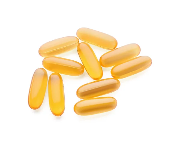 Fish Oil Capsules White Background — Stock Photo, Image