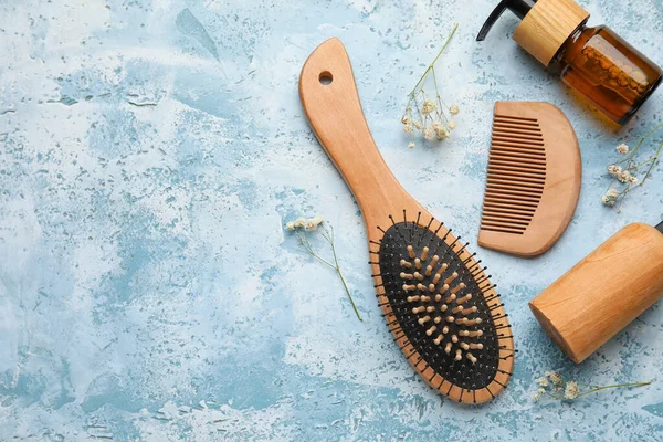 Hair Comb Brush Cosmetics Color Background — Stock Photo, Image