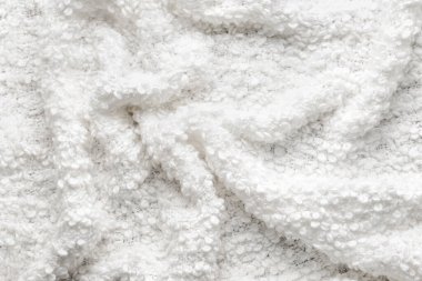 Beyaz kabarık kumaş dokusu, yakın plan.