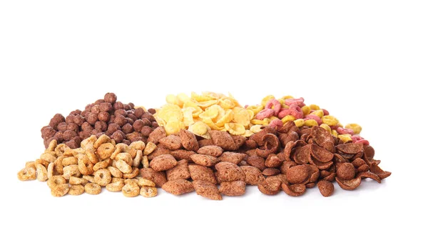 Montones Cereales Diferentes Sobre Fondo Blanco — Foto de Stock