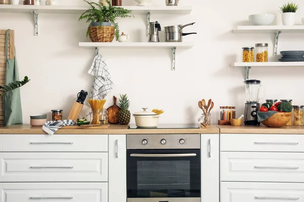 Elegante Interior Cocina Moderna — Foto de Stock