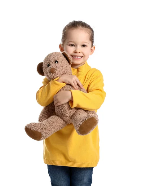 Cute Little Girl Toy White Background — Stock Photo, Image