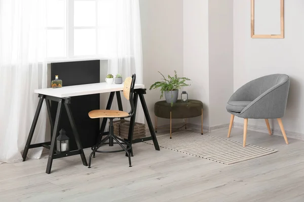 Moderne Werkplek Het Interieur Van Stijlvolle Kamer — Stockfoto