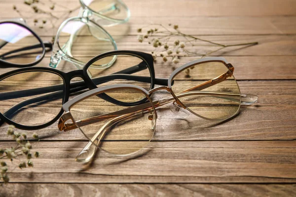 Különböző Stílusos Szemüveg Háttér Közelkép — Stock Fotó