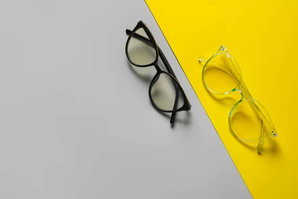 Olika Snygga Glasögon Färg Bakgrund — Stockfoto