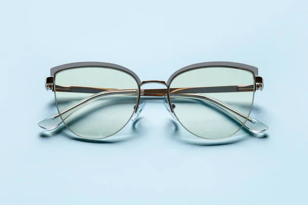 Óculos Elegantes Fundo Cor Close — Fotografia de Stock