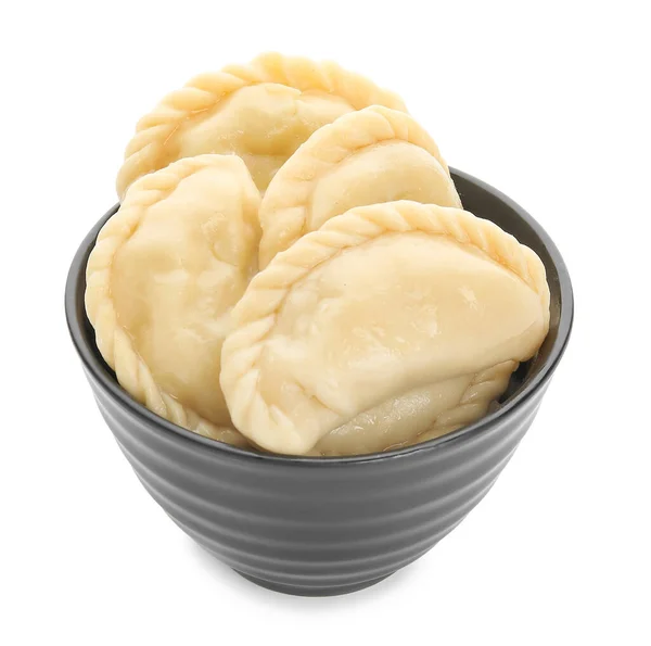 Bowl Tasty Dumplings White Background — Stock Photo, Image