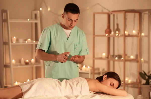 Young Woman Having Massage Spa Salon — Stock Photo, Image