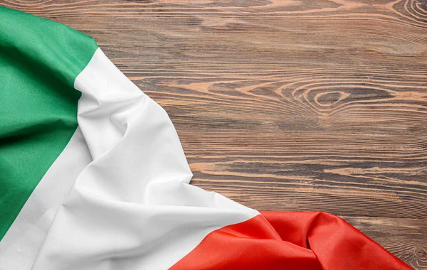 Ιταλική Σημαία Ξύλινο Φόντο Κοντινό Πλάνο — Φωτογραφία Αρχείου