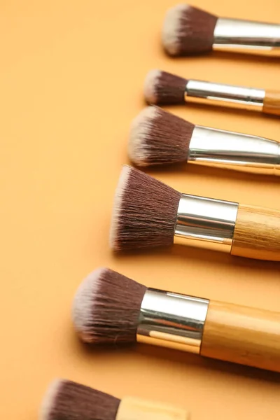 Set Makeup Brushes Color Background — Stock Photo, Image