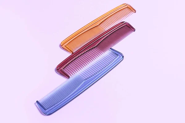Different Hair Combs Color Background — Stock Photo, Image