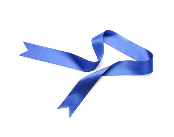 голубая лента на белом фоне