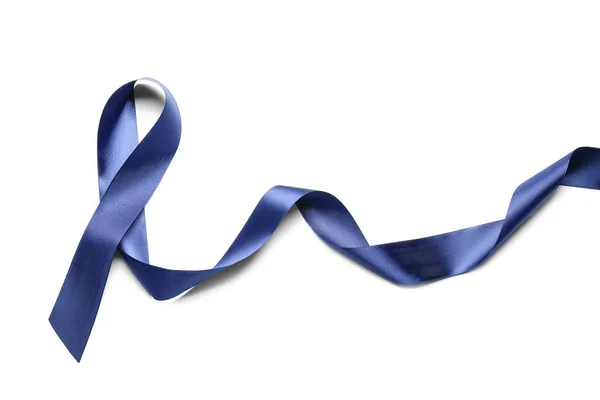 Fita Azul Sobre Fundo Branco Conceito Câncer Cólon — Fotografia de Stock