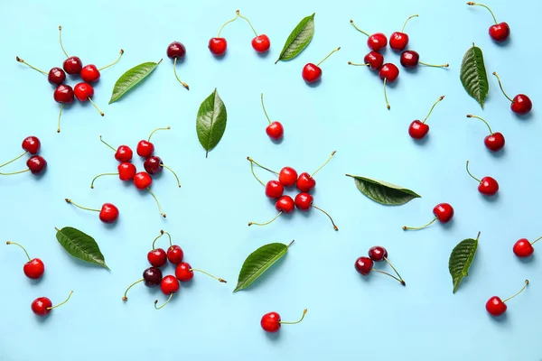 Tasty Ripe Cherry Color Background — Stock Photo, Image