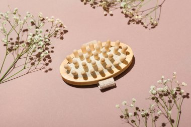 Renk arkaplanında masaj fırçası