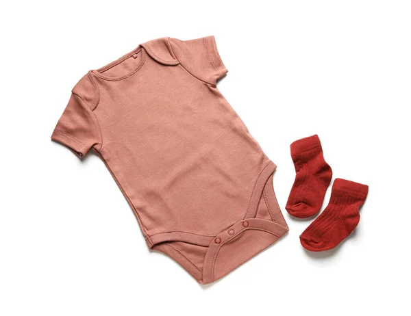 Baby Clothes Socks White Background — Stock Photo, Image