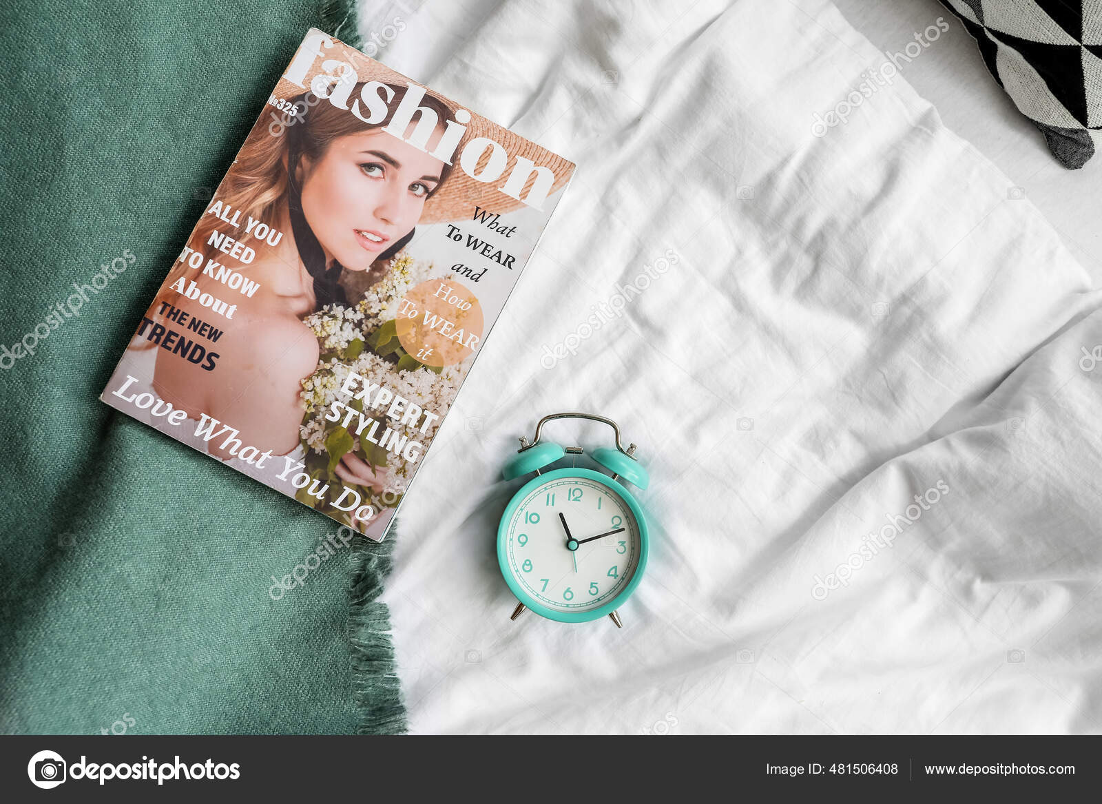 Alarm Clock Magazine Bed Stock Photo by ©serezniy 481506408