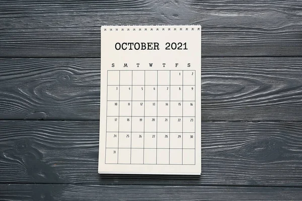 Flip Paper Kalender Auf Dunklem Holzhintergrund — Stockfoto