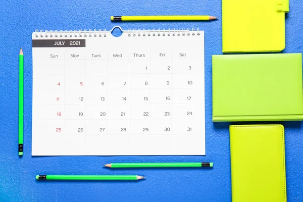 Flip Paper Calendar Stationery Color Background — Stock Photo, Image