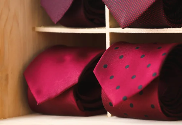 Stand Stylish Neckties Closeup — Stock Photo, Image