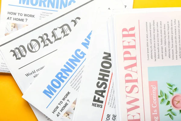 Different Newspapers Color Background Closeup — Stock Photo, Image