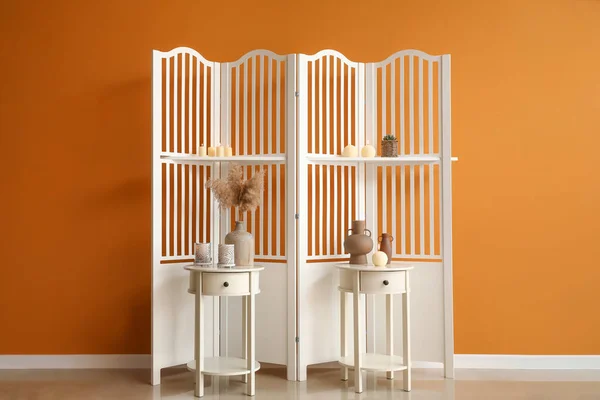 Folding Screen Tables Decor Color Wall — 스톡 사진