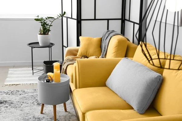 Interior Stylish Living Room Comfortable Sofa — Stock Photo, Image