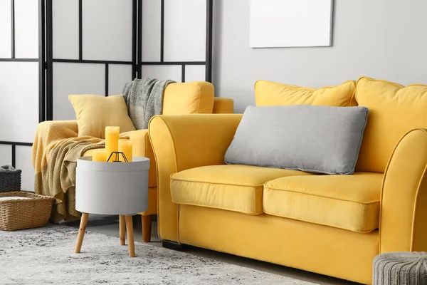 Interior Stylish Living Room Comfortable Sofa — Stock Photo, Image