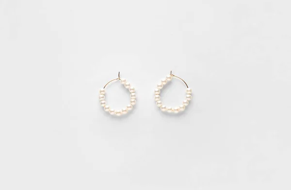 Beautiful Earrings White Background — Stock Photo, Image