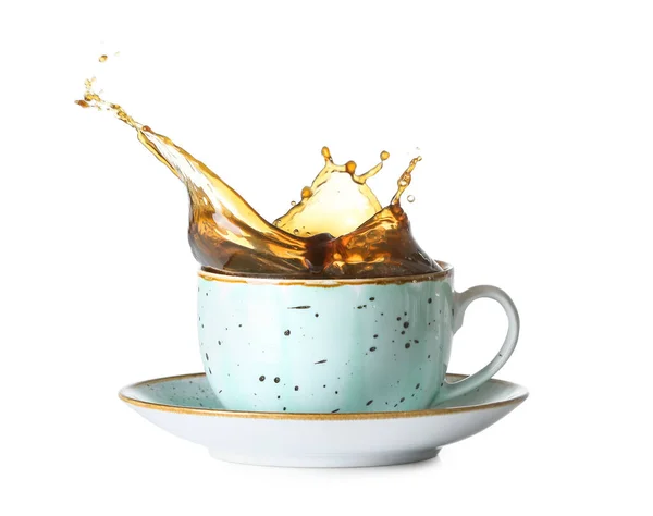 Splash Coffee Cup White Background — Stock Photo, Image