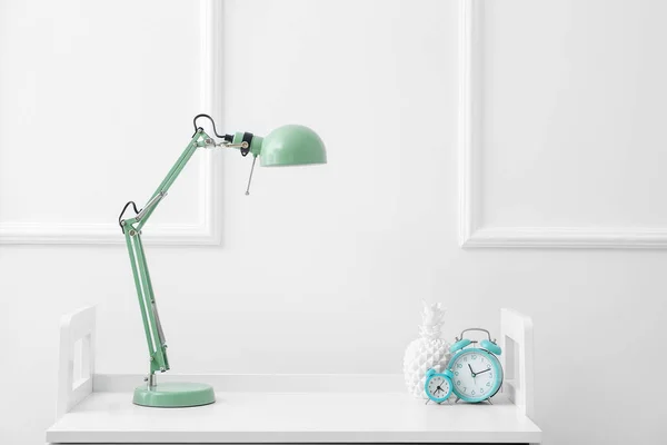 Stylish Alarm Clocks Lamp Table Light Wall — Stock Photo, Image