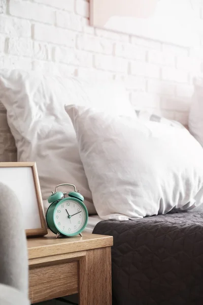 Alarm Clock Frame Table Bedroom — Stock Photo, Image
