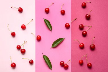 Renkli arkaplanda olgun kiraz