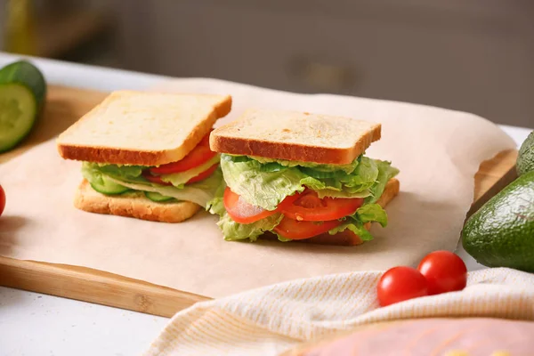 Tasty Sandwiches Table Kitchen — Stock Photo, Image
