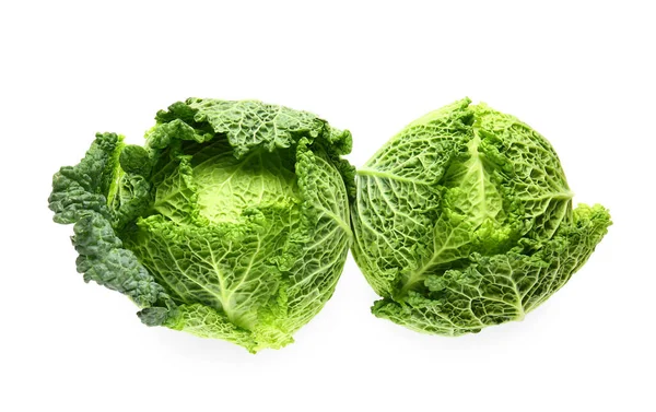 Fresh Savoy Cabbages White Background — Stock Photo, Image