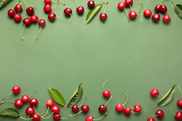 Tasty ripe cherry on color background