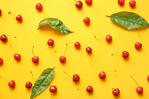 Tasty Ripe Cherry Color Background — Stock Photo, Image