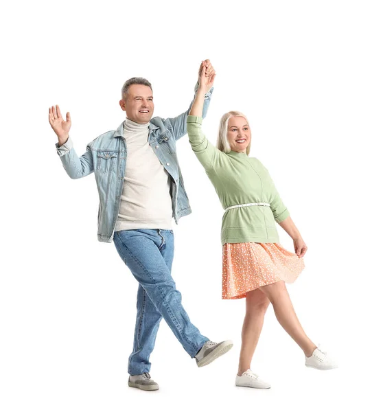 Dancing Mature Couple White Background — Stock Photo, Image