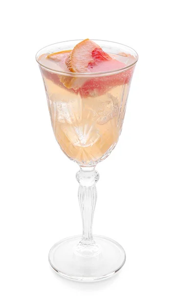 Bicchiere Gustoso Cocktail Pompelmo Sfondo Bianco — Foto Stock