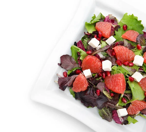 Beyaz Arka Planda Lezzetli Greyfurt Salatası Yakın Plan — Stok fotoğraf