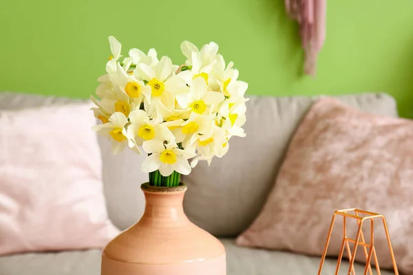 Vase Narcissus Flowers Room — Stock Photo, Image