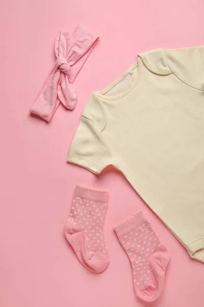 Детская Одежда Носки Цветном Фоне — стоковое фото
